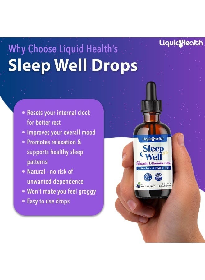 ليكويد هيلث مكمل LIQUIDHEALTH Sleep Well السائل - مساعد نوم عشبي خالٍ من الغلوتين - لا يسبب آثارًا جانبية - تركيبة سريعة المفعول قبل النوم مع الصبار - 60 مل قطرات دعم ليلي طبيعية - عبوة واحدة - Image 3