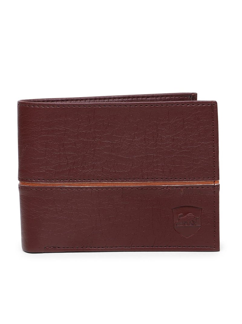 SAMTROH Brown Line Embellished Pu Leather Wallet for Men I 3 Card Slots I 2 Currency & Secret Compartments I 1 Coin Pocket. - Image 1