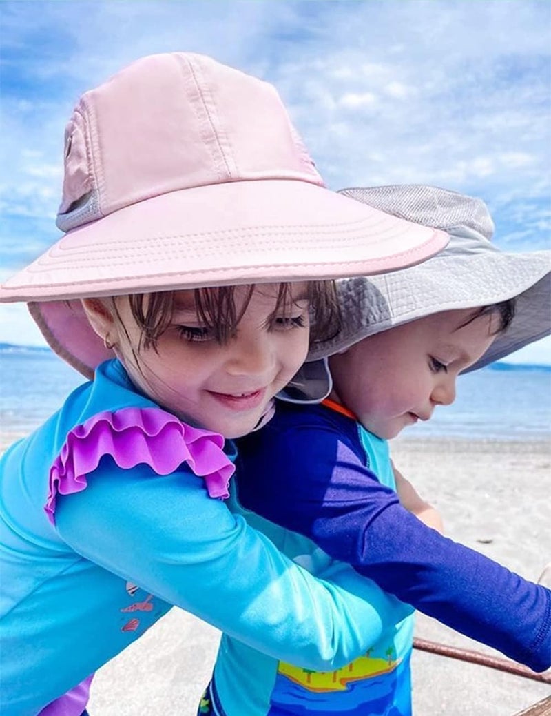 Camptrace Toddler Kids Sun Hats with Neck Flap UPF 50+ UV Protection Wide Rigid Brim Boys Girls Beach Swim Sunhat - Image 4