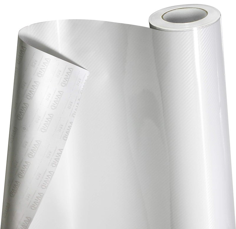 VViViD 5D High Gloss White Epoxy Carbon Fiber Automotive Vinyl Wrap Film Roll 1 Foot by 5 Foot