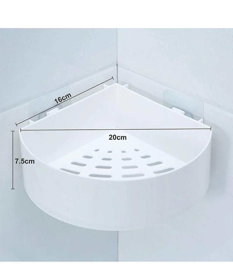 White Corner shelf for kitchen, Bathroom (pack of 2), Adhesive Wall Mount, White Corner Storage Shelf, No-Drill Installation, ABS Material | Corner shelf for Bathroom wall - Image 5