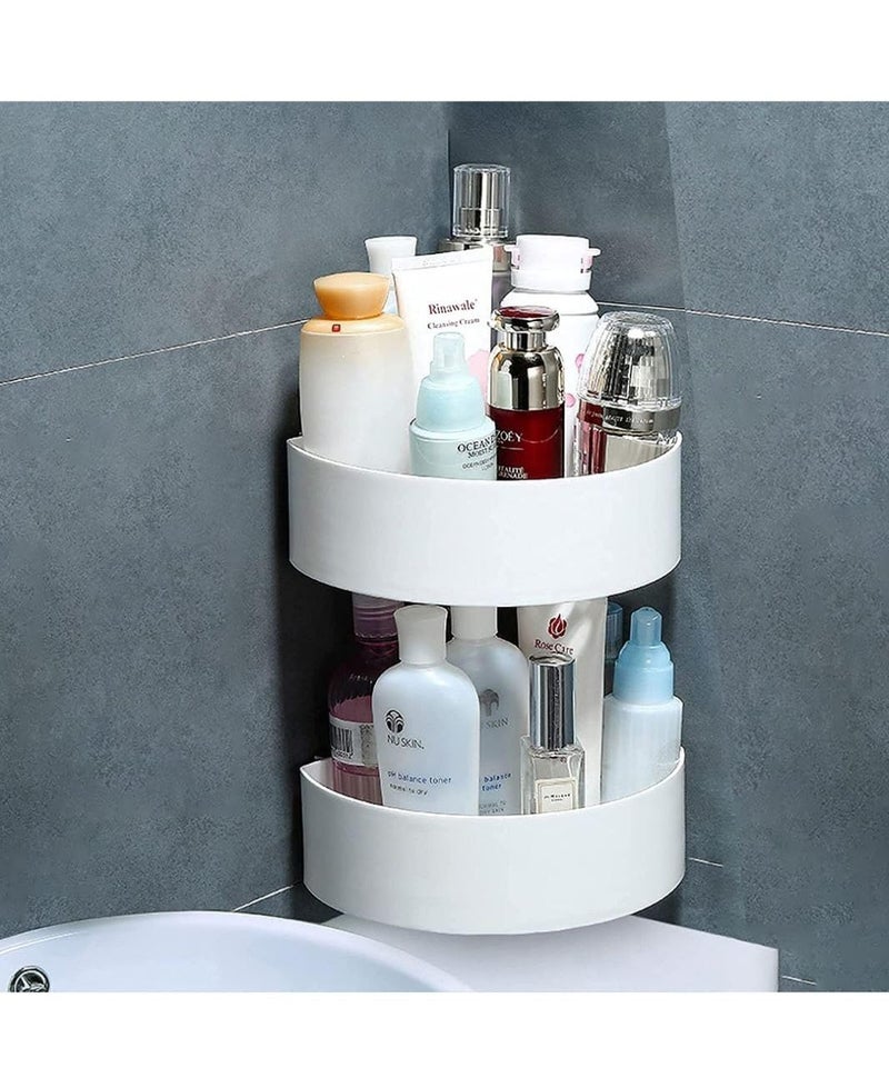 White Corner shelf for kitchen, Bathroom (pack of 2), Adhesive Wall Mount, White Corner Storage Shelf, No-Drill Installation, ABS Material | Corner shelf for Bathroom wall - Image 1