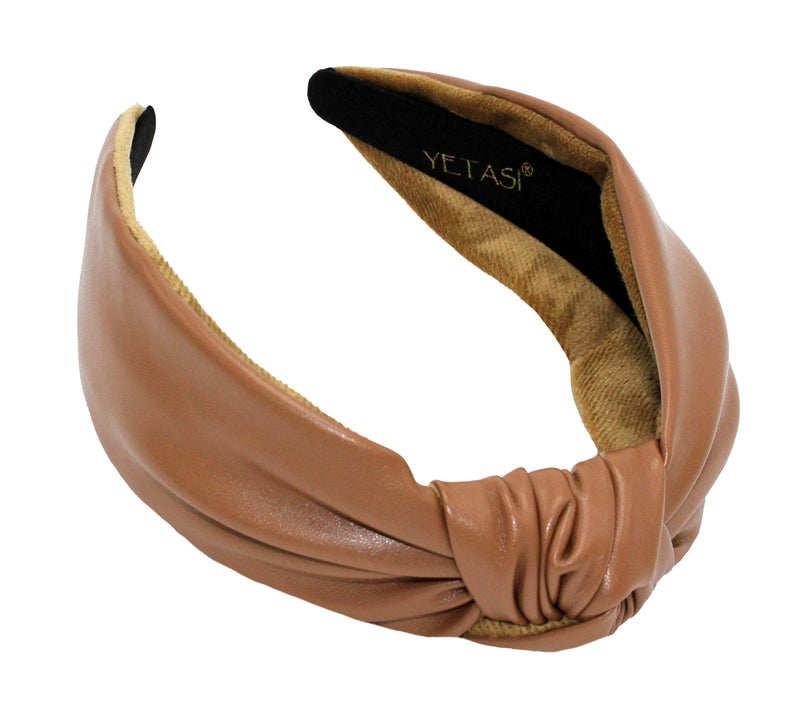 YETASI Headbands for Women Brown Knotted Headband is a Fashion Head band Leather Headbands for Girls are Top Knot Fashion Designer