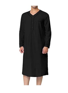 Sthxyfaith Muslim Black Men’s Robe, Pajamas Night Sleep Cotton Robe  - Image 2
