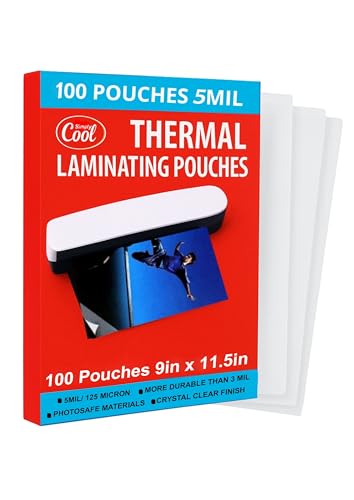 Simply Cool 5MIL Thermal Laminating Sheets (100 Count) 9x11.5 inch, Letter Size Dry-Erase Friendly Laminating Pouches, Compatible with Laminators, Crystal Clear Laminated Finish - Image 1