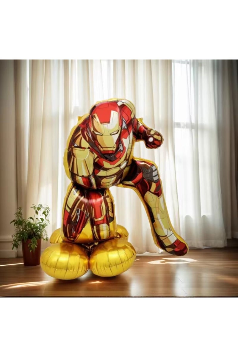As Picture style-2 92x107cm 3D Combination Marvel Iron Man Captain America Aluminum Balloon Cartoon