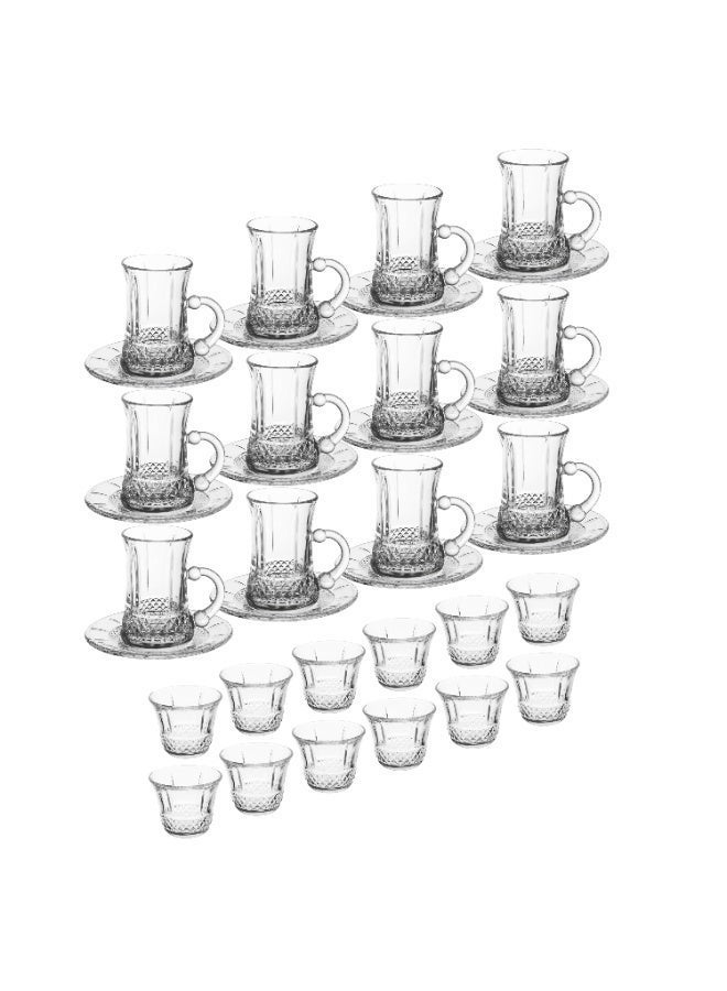Dania Saudi clear glass tea and coffee cup set, 36 pieces: 12 tea cups + 12 tea saucers + 12 coffee cups - Image 3