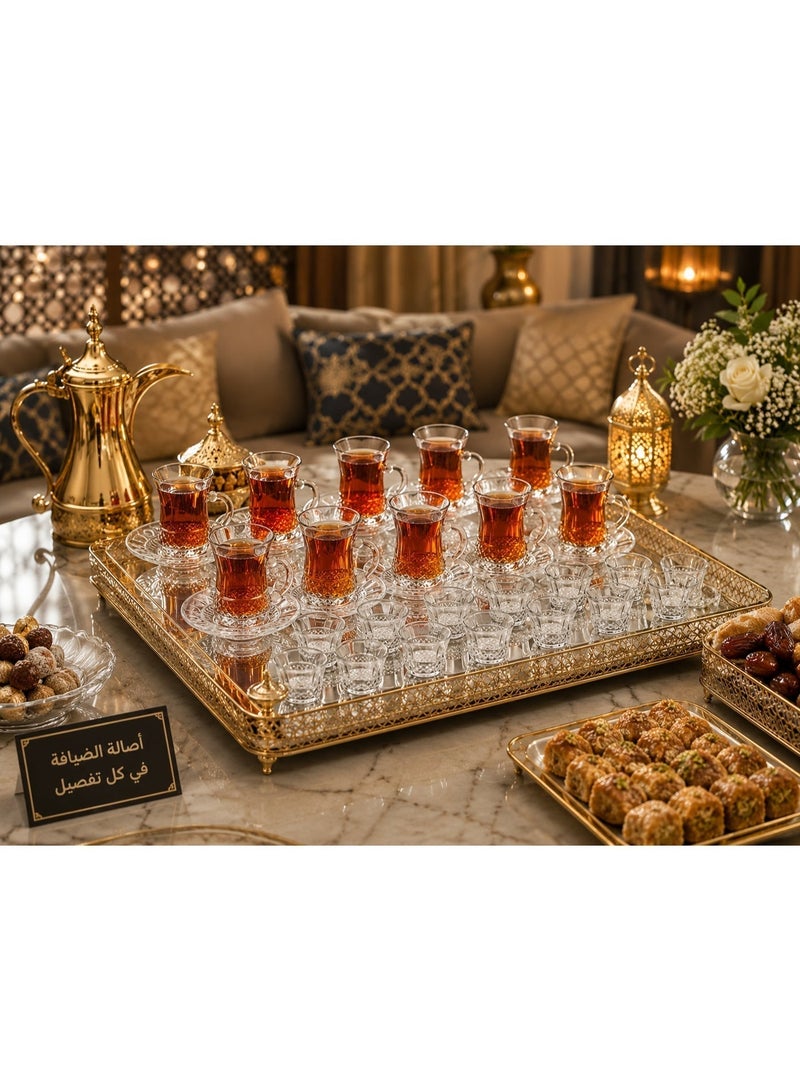 Dania Saudi clear glass tea and coffee cup set, 36 pieces: 12 tea cups + 12 tea saucers + 12 coffee cups - Image 1