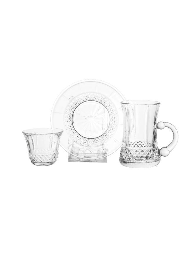 Dania Saudi clear glass tea and coffee cup set, 36 pieces: 12 tea cups + 12 tea saucers + 12 coffee cups - Image 5