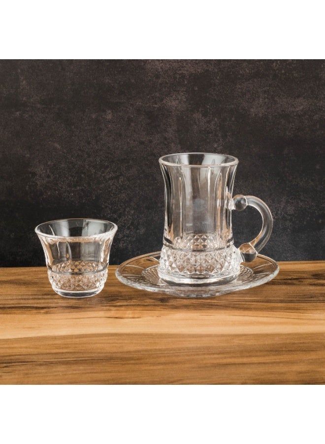 Dania Saudi clear glass tea and coffee cup set, 36 pieces: 12 tea cups + 12 tea saucers + 12 coffee cups - Image 4