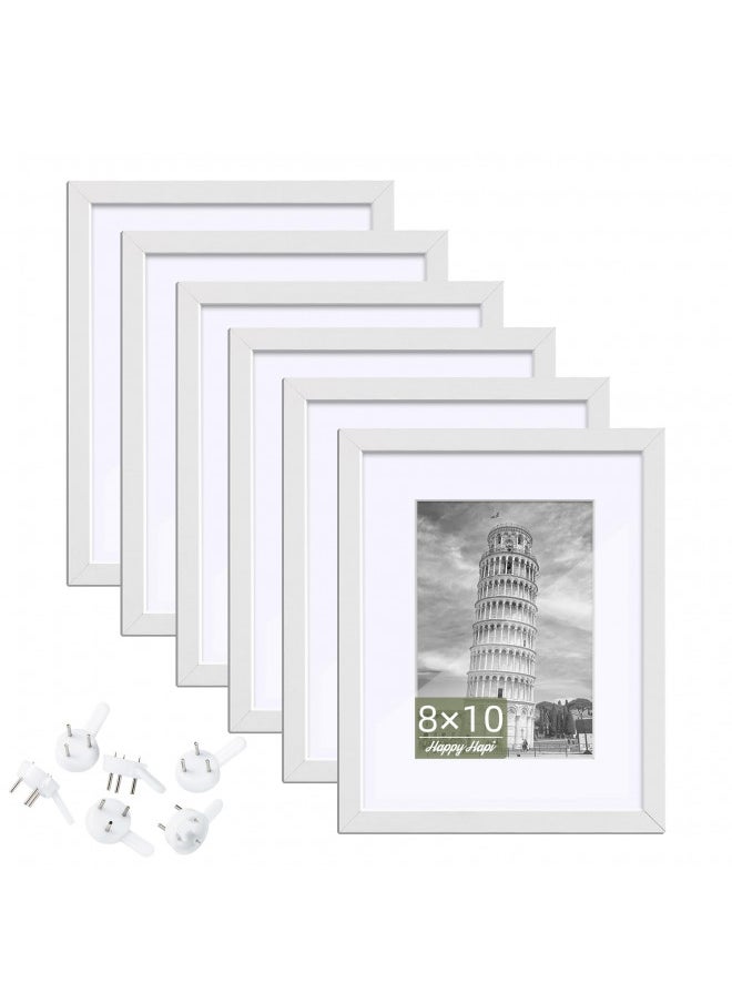 HappyHapi 8x10 Picture Frame, 6 Pack Wood Photo Frame Display Pictures 5x7 with Mat or 8x10 Without Mat Multi Picture Frames Collage for Tabletop or Wall Display (White) - pzsku/ZB91305D78442291D35EDZ/45/_/1731696346/4513ea58-e252-47b4-99a5-471ba26767a8