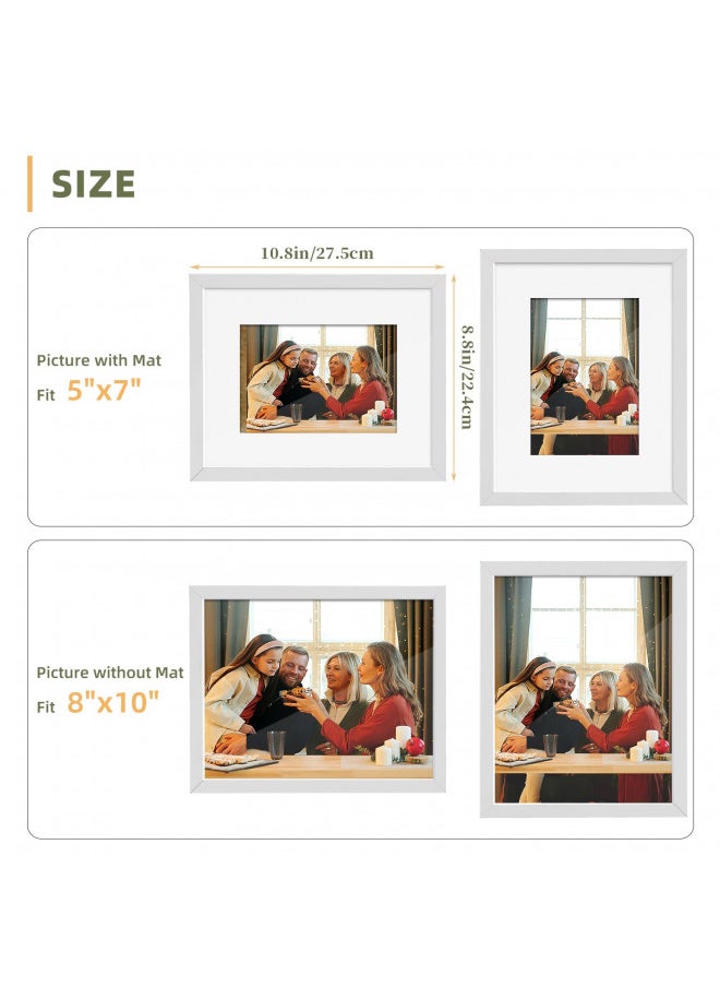 HappyHapi 8x10 Picture Frame, 6 Pack Wood Photo Frame Display Pictures 5x7 with Mat or 8x10 Without Mat Multi Picture Frames Collage for Tabletop or Wall Display (White) - pzsku/ZB91305D78442291D35EDZ/45/_/1731696351/1f659048-e93e-4173-92a3-e3c5d1044592