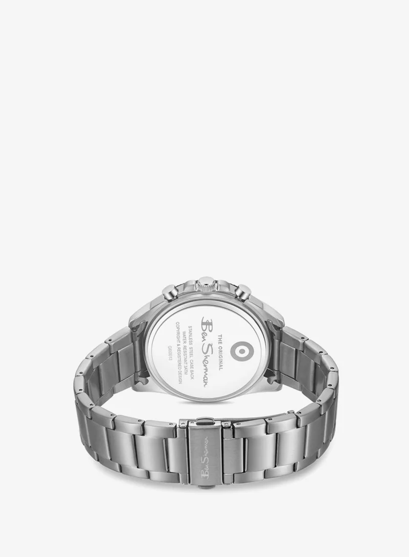 Ben Sherman silver Sheffield Black Dial Stainless Steel Bracelet Chronograph Watch for Men, 44mm for Men | Best Price UAE