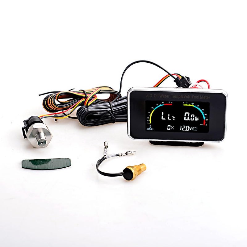 ZHSYMX 4in1 Auto Car LCD Meter Digital Oil Pressure Voltage Water Temperature Fuel Gauge Universal Instrument 936V for CarTruckSUVRV