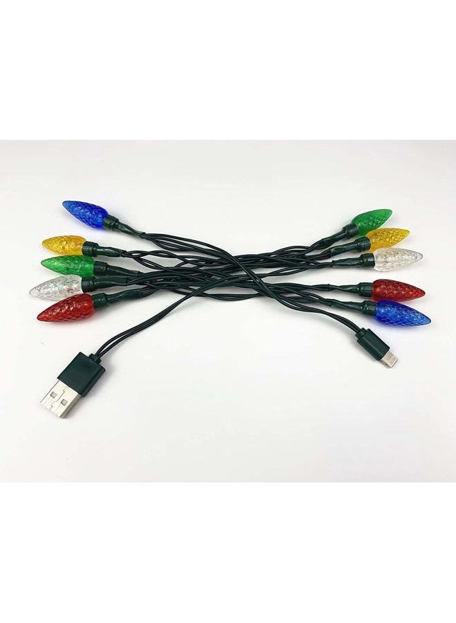 PDTXCLS Holiday LED Christmas Lights Charging Cable, USB and Bulb Charger, 50 Inch 10 LED Multicolor Christmas Cable for Phone 5 5s 6 6plus 6s 6s Plus 7 7plus 8 8plus X XR XS XS Max 11Pro Max etc (2pcs) - Image 5