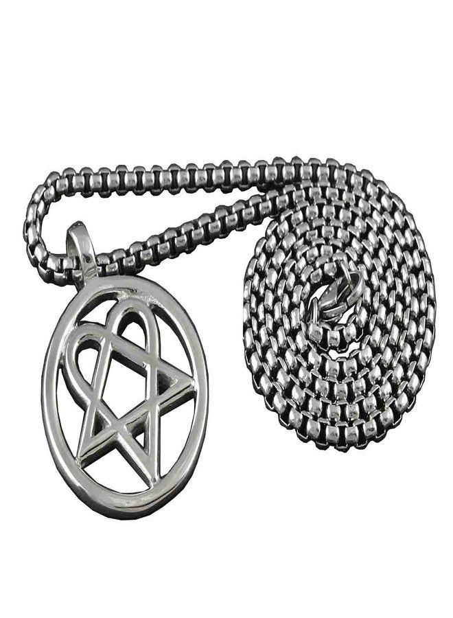 vogueteen Men's Heartagram Heart Pentagram Pentacle Magic Star Pendant Necklace - Image 3