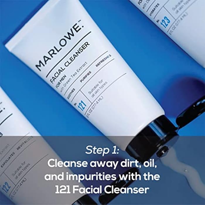 MARLOWE. Best Sellers Kit No. 203, Features Signature No. 102 Original Body Scrub Soap Bar, No. 121 Facial Cleanser & No. 123 Facial Moisturizer, Great Gift for Men - Image 2