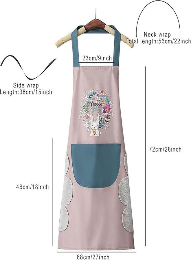 Bonsenkitchen Pack of 1 Assorted | Waterproof Kitchen Apron for Women with Big Front Pocket Hand-Wiping Towel | Comfortable Wear-Resistant Chef Apron for Cooking | One Size Fits Most(Medium) - Image 3