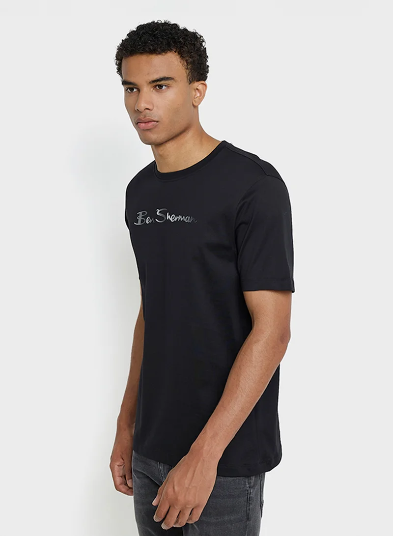 بين شيرمان Mercerised Cotton Chest Print T-Shirt