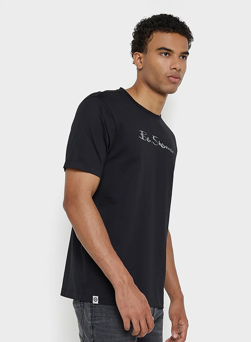بين شيرمان Mercerised Cotton Chest Print T-Shirt