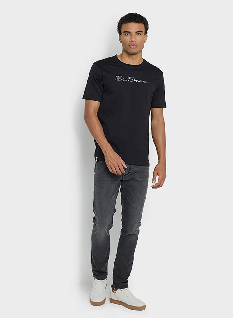 بين شيرمان Mercerised Cotton Chest Print T-Shirt