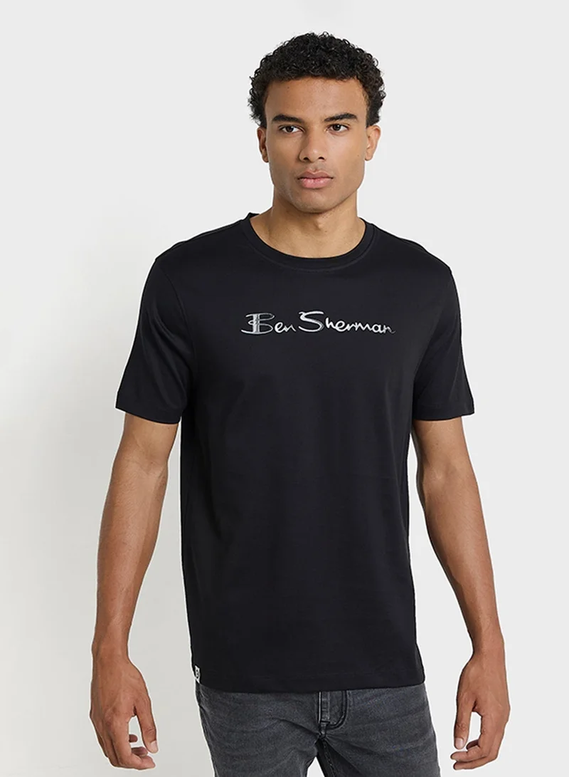 Ben Sherman Mercerised Cotton Chest Print T-Shirt