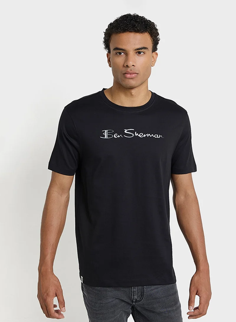 Ben Sherman Mercerised Cotton Chest Print T-Shirt
