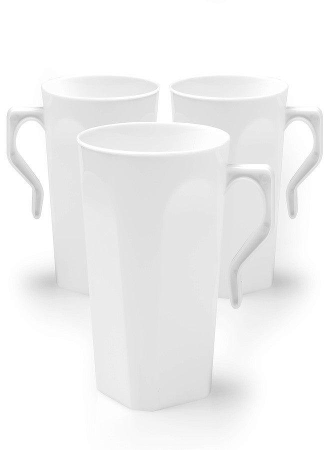 Ilyapa 50 Plastic Coffee Cups with Handles, 8 oz White - Disposable or Reusable Mug Pack - Image 1