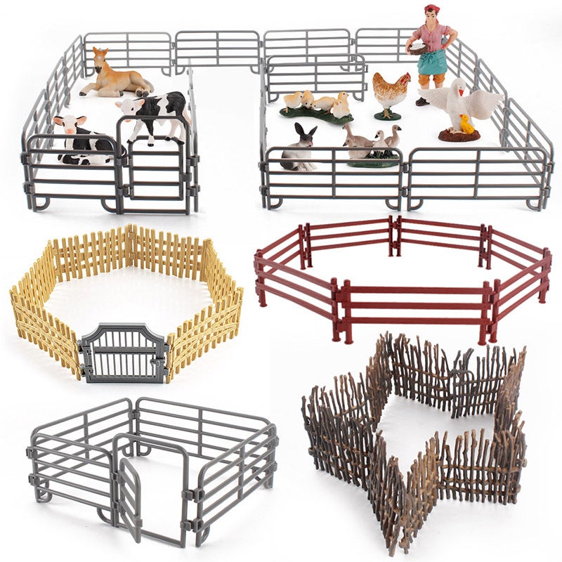 Cross-border simulation farm ranch fence decoration model static small fence fence plastic toy set(Yellow fence 10 pieces 26g) - Image 2
