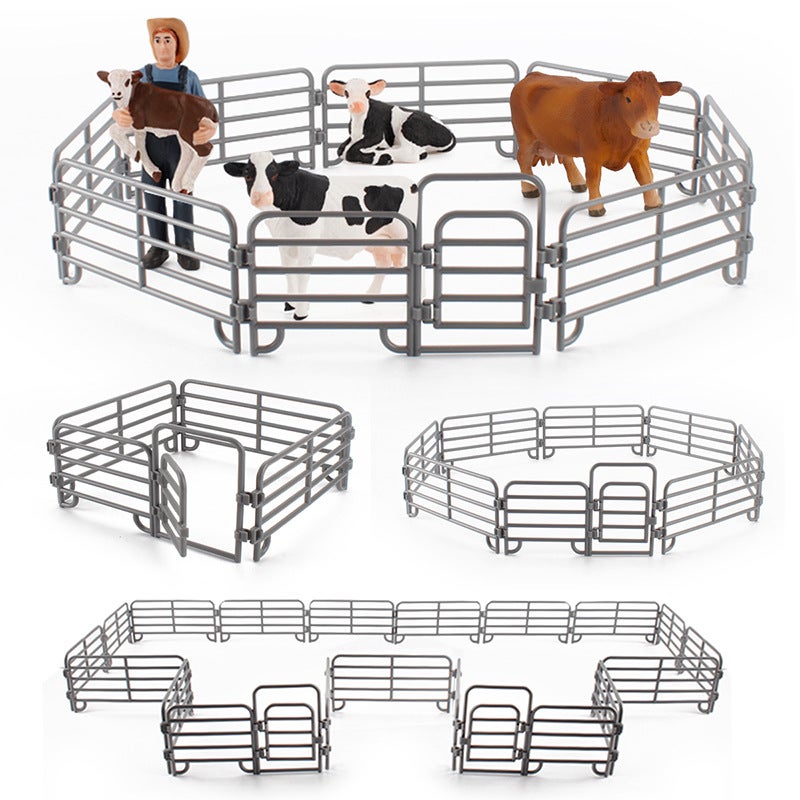 Cross-border simulation farm ranch fence decoration model static small fence fence plastic toy set(Yellow fence 10 pieces 26g) - Image 4
