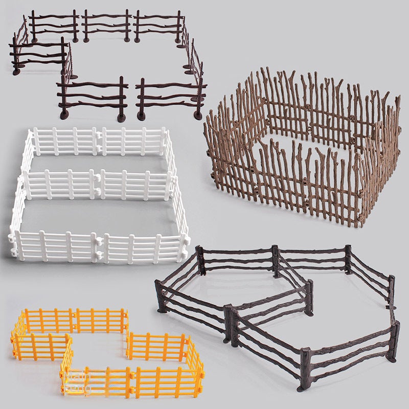 Cross-border simulation farm ranch fence decoration model static small fence fence plastic toy set(Yellow fence 10 pieces 26g) - Image 3