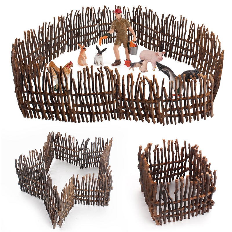 Cross-border simulation farm ranch fence decoration model static small fence fence plastic toy set(Yellow fence 10 pieces 26g) - Image 5