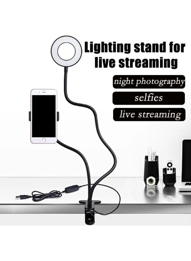 باراكا مصباح LED دائري 2 في 1 بقطر 120 مم وحامل للهاتف - حامل مكتبي قابل للتعديل مع قاعدة تثبيت فلاش - 3 أوضاع إضاءة للتصوير الفوتوغرافي وتسجيل الفيديو والبث المباشر - Image 3
