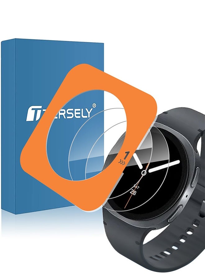بشكل مختصر [2 قطعة] حامي شاشة من الزجاج المقوى 9H مع إطار محاذاة التركيب لساعة سامسونج جالاكسي واتش 8 مقاس 44 ملم، غطاء زجاجي كامل شفاف مُصمم لإصدار ساعة سامسونج واتش 8 44 ملم (2025) - Image 1
