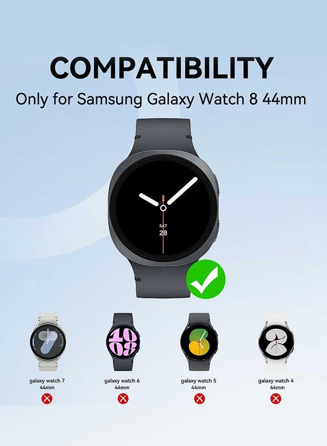 بشكل مختصر [2 قطعة] حامي شاشة من الزجاج المقوى 9H مع إطار محاذاة التركيب لساعة سامسونج جالاكسي واتش 8 مقاس 44 ملم، غطاء زجاجي كامل شفاف مُصمم لإصدار ساعة سامسونج واتش 8 44 ملم (2025) - Image 2