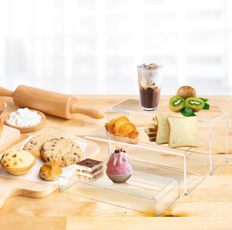 AAIGLOBAL Acrylic Display Risers Acrylic Display Risers Stand Risers Stand Set of 3 for Showcasing Jewellery Figurines Cupcakes - Image 4