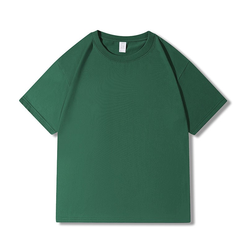 Large version | Gender-free 230g Xinjiang cotton T-shirt long velvet combed round neck short sleeve loose half sleeve T live hot - Image 1