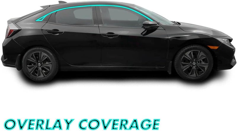 SlickMod غطاء فينيل أسود لإزالة الكروم SlickMod لزخرفة نوافذ هوندا سيفيك هاتشباك 2016-2021 (أسود لامع) - Image 2