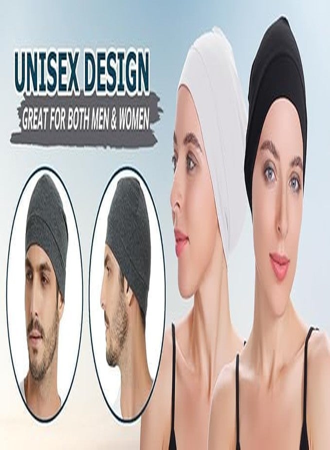 PAROPKAR Cotton Lycra Skull Caps Beanie Sleep Hats Lightweight Breathable Helmet Liner Biking Cycling Cap for Men and Women Black, Dark Grey - Image 5