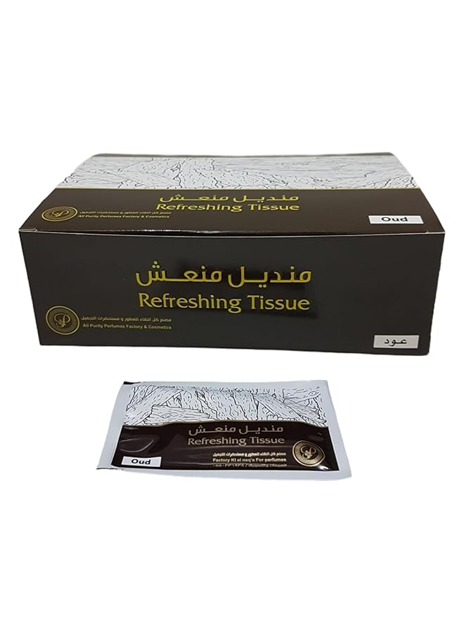 إيروريكس مناديل معطرة لليدين 50 قطعة مغلفة بشكل فردي لحفلات الضيافة وحفلات الزفاف برائحة العود