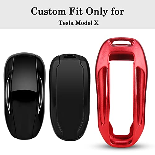 QBUC for Tesla Key Fob Cover with Keychain Compatible with Tesla Model X Keyless Protection Case Smart Remote Accessories (Red) - Image 3