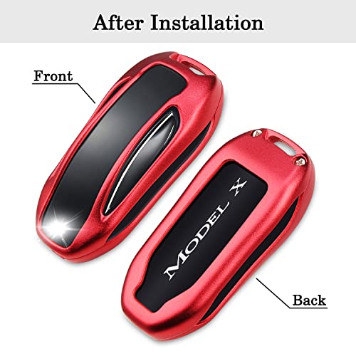 QBUC for Tesla Key Fob Cover with Keychain Compatible with Tesla Model X Keyless Protection Case Smart Remote Accessories (Red) - Image 2