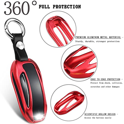 QBUC for Tesla Key Fob Cover with Keychain Compatible with Tesla Model X Keyless Protection Case Smart Remote Accessories (Red) - Image 4