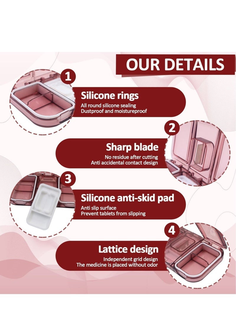 general Small Pill Cutter, Pill Splitter Pill Cutter for Small or Large Pills, Cuts Vitamins Tablets, Portable Pretty Pill Crusher for Purse Pocket(Pink) - Image 5