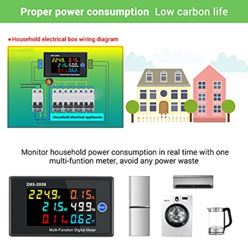 Eacam Multi-Function Single Phase Digital Meter LCD Display AC Voltage AC Current Power Frequency Electric Energy Power Factor Measurement Meter Monitor - Image 4