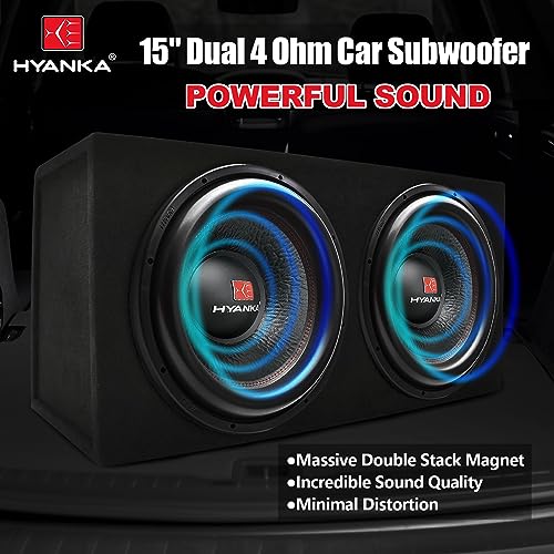 H YANKA BSF-15-4 15 Inch Subwoofer - 2000W MAX Power 15 Inch Paper Cone Subwoofer Car Audio, Black Aluminum Basket, 2.5“ Dual Voice Coil 4 Ohm Impedance 15 Sub for Cars - Image 2