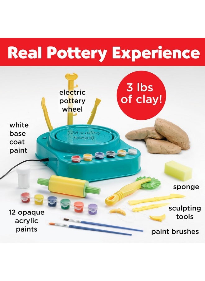 FABER-CASTELL - Faber-Castell Pottery Studio - Kids Pottery Wheel Kit for Ages 8+, Complete Pottery Wheel and Painting Kit for Beginners, 3 lbs of Sculpting Clay and Tools - Image 1