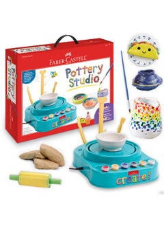 Faber-Castell Pottery Studio - Kids Pottery Wheel Kit for Ages 8+, Complete Pottery Wheel and Painting Kit for Beginners, 3 lbs of Sculpting Clay and Tools