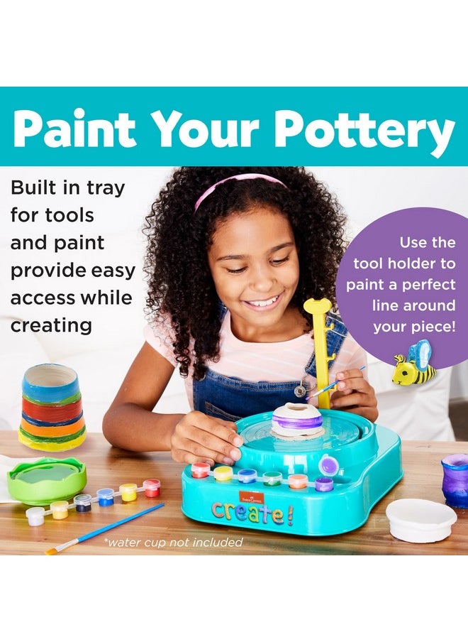 FABER-CASTELL - Faber-Castell Pottery Studio - Kids Pottery Wheel Kit for Ages 8+, Complete Pottery Wheel and Painting Kit for Beginners, 3 lbs of Sculpting Clay and Tools - Image 1