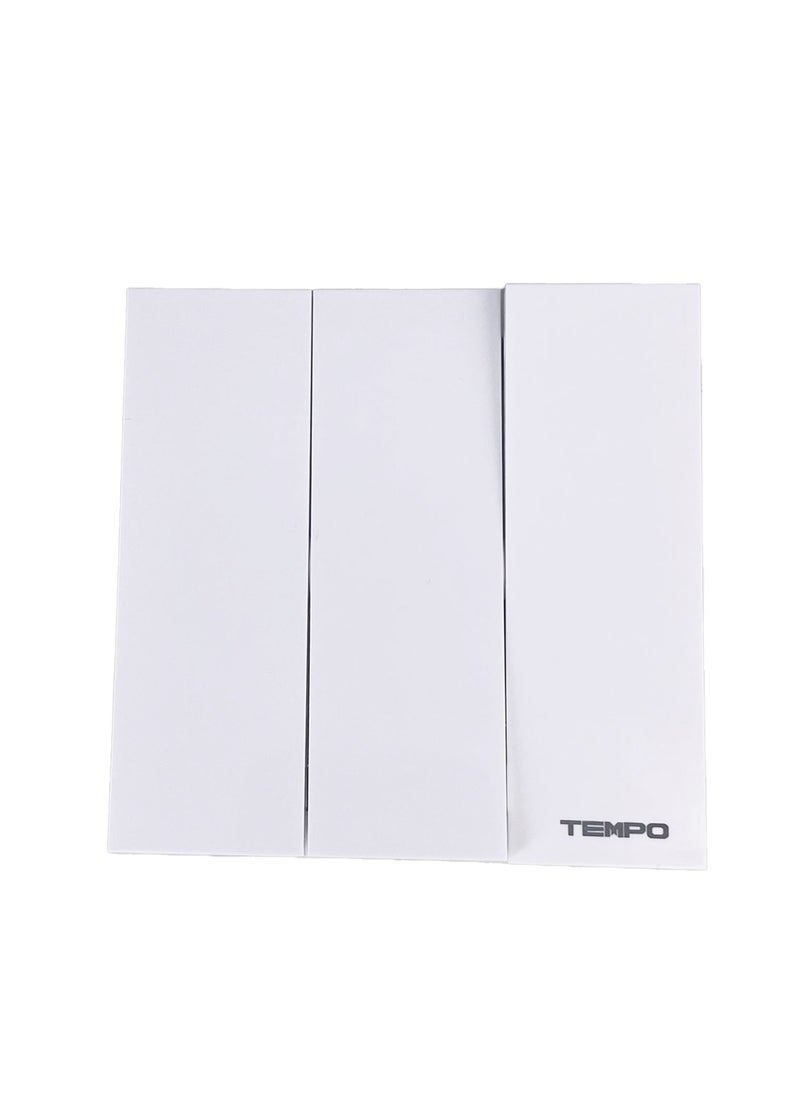 TEMPO 3 Gang 1 Way Switch white Slim Piano  - Image 1